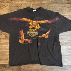 Harley-Davidson Black Tee with Vibrant Eagle Graphic